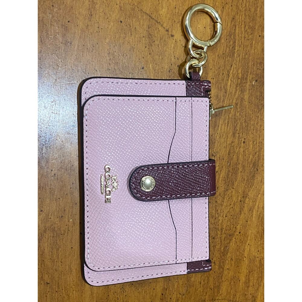 Coach Pink Contrast Wine 
Trim Attachment Card Case